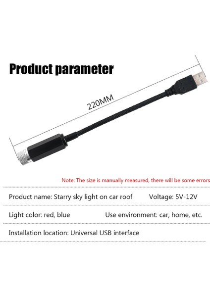 Mavi Araba LED Iç Işıklar Yıldızlı Gökyüzü Tavan Çatı Yıldız Gece Lambası Romantik Projektör USB Atmosfer Lambası Ayarlanabilir Galaxy Işıkları (Yurt Dışından) modelleri