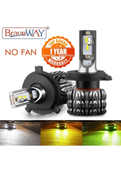 H11 Stili Sarı Braveway H4 LED Far H7 LED Araba Ampul H1 H3 H Hb3 Hb4 H11 LED Sis Lambası 12V 3000K 6000K 8000K Beyaz Sarı Yeşil (Yurt Dışından)