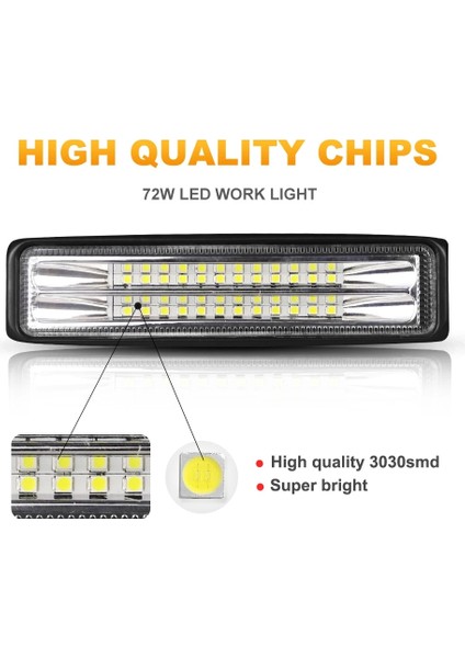 2 Adet 72W Sis Lambası Stili Nlpearl 12V 24V LED Çalışma Işığı Bar Otlight LED Sis Farları Moto Offroad Atv Için 4x4 Traktör Kamyon Araba Barra LED Far (Yurt Dışından) modelleri