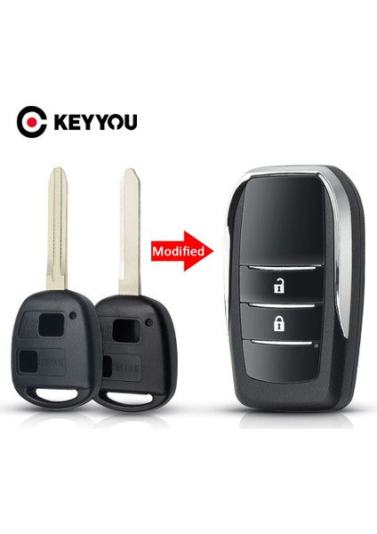 Altın Tarzı Keyyou Modifiye Flip Araba Anahtarı Kabuk Kılıf Toyota Camry Rav4 Corolla Prado Yarıs Yedek Düğmeler Kesilmemiş TOY43 Bıçak (Yurt Dışından)