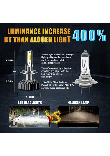H11 Stili Dahili Güç Infitary H7 LED H1 H H4 LED Araba Far 72W Lm Oto Far Ampul Sis Farları Beyaz 6500K 12V Lamba (Yurt Dışından)