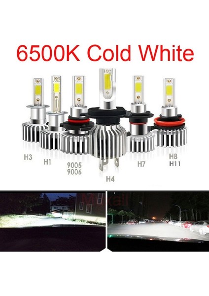 Xiyu Shop H1 Stili 2 Taraflı 6500K 2 Adet Lm Araba LED Turbo Far Ampulleri H Hb Hb3 H4 H7 H8 H9 H1 Mini Far Kiti Için Yüksek Kiriş Ampul Sis Lambası (Yurt Dışından)