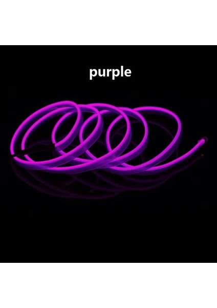 3m Tarzı Mor Otomobil Atmosfer Lambası Araba Iç Aydınlatma LED Şerit Dekorasyon Çelenk Tel Halat Tüp Hattı Esnek Neon Işık USB Sürücü (Yurt Dışından)