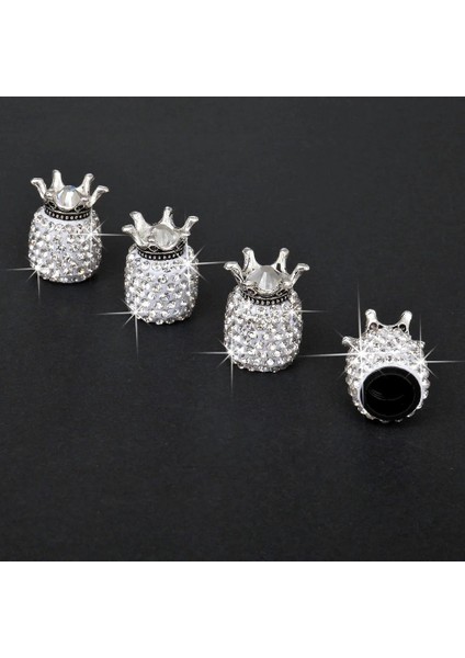 4 Adet Siyah Stil Rown Bling Elmas Kristal Tekerlek Kapakları Yapay Elmas Kil Abs Araba Lastikleri Valfler Lastik Kök Hava Valfi Kapakları Hava Geçirmez Kapak Bling (Yurt Dışından)