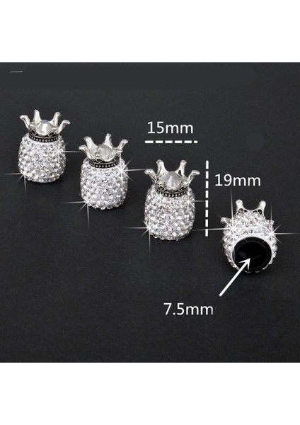 4 Adet Siyah Stil Rown Bling Elmas Kristal Tekerlek Kapakları Yapay Elmas Kil Abs Araba Lastikleri Valfler Lastik Kök Hava Valfi Kapakları Hava Geçirmez Kapak Bling (Yurt Dışından)