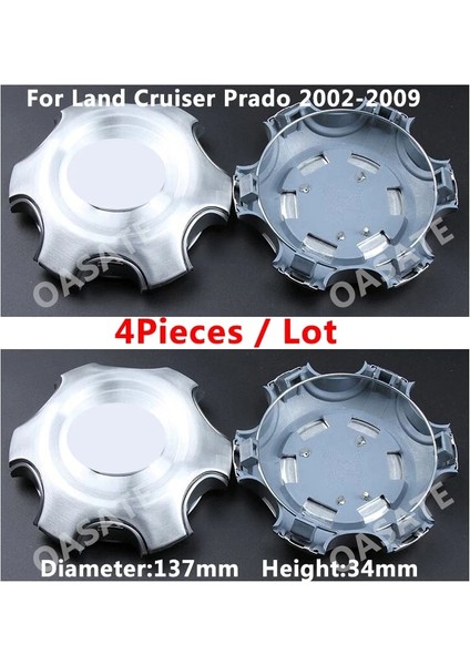 4 Adet 2002-2009 Tarzı Toyota Land Cruiser Prad Tx Vx 4.0l Logolu Çiviler Için Alaşım Jant Merkezi Hub Cap Jant Kapakları (Yurt Dışından)