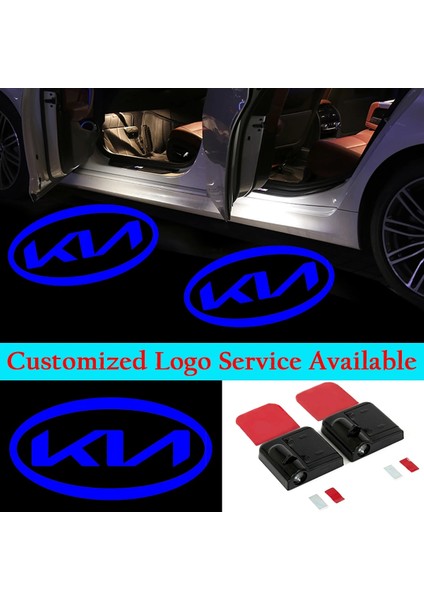 Mavi 2x Bluewhitered Yeni Kia Logosu Kıa Optıma Forte Rıo K5 Stinger Için Kablosuz Araba Kapı LED Işıkları (Yurt Dışından)