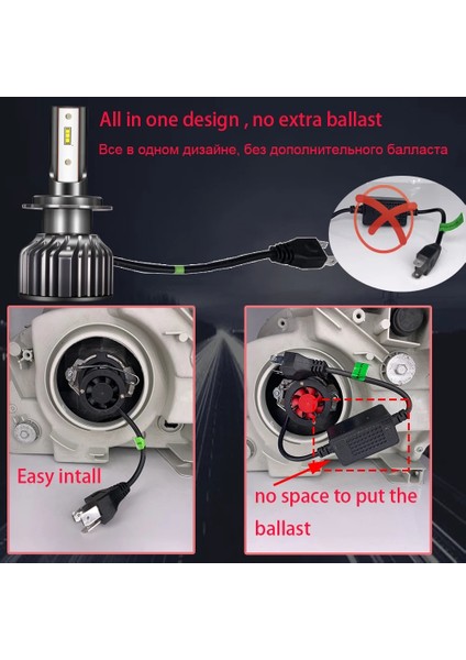 Süper Parlak Csp Stili 6500K Yhkoms Canbus Araba Işıkları H7 H11 LED Lamba Araba Far Ampülleri H4 H1 H8 H Hb3 Hb4 Turbo LED Ampuller 12V Oto LED Işık (Yurt Dışından)