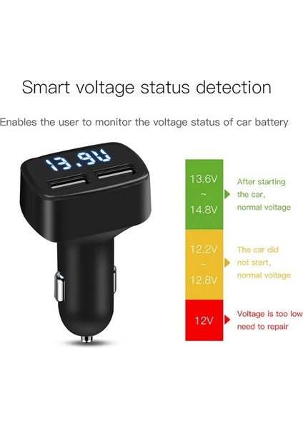 No.2 Tarzı 3.1A Çift USB Araç Şarj Cihazı 5V Evrensel Voltaj Sıcaklıkcurrent Meter Tester Adaptörü Dijital LED Ekran Huawei Için (Yurt Dışından)