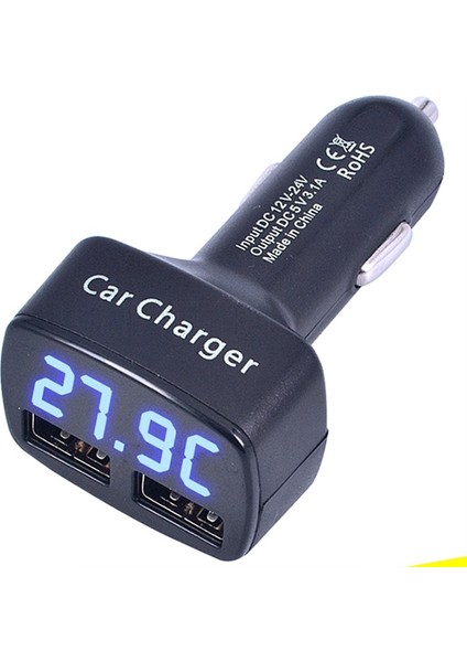 No.2 Tarzı 3.1A Çift USB Araç Şarj Cihazı 5V Evrensel Voltaj Sıcaklıkcurrent Meter Tester Adaptörü Dijital LED Ekran Huawei Için (Yurt Dışından)