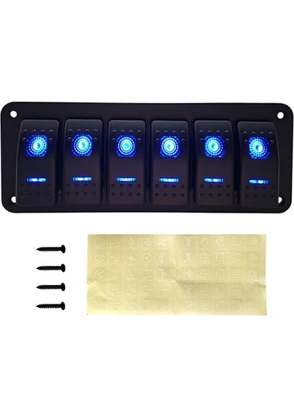 6 Çete Mavi LED Stili Gang Çift LED Deniz Tekne Rocker Anahtarı Paneli Kamyon Tekne Araba Anahtarı Paneli Çakmak Soket Devre Kesici Için (Yurt Dışından)