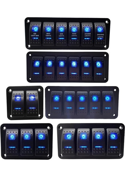 6 Çete Mavi LED Stili Gang Çift LED Deniz Tekne Rocker Anahtarı Paneli Kamyon Tekne Araba Anahtarı Paneli Çakmak Soket Devre Kesici Için (Yurt Dışından)