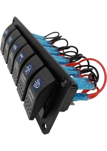 6 Çete Mavi LED Stili Gang Çift LED Deniz Tekne Rocker Anahtarı Paneli Kamyon Tekne Araba Anahtarı Paneli Çakmak Soket Devre Kesici Için (Yurt Dışından)