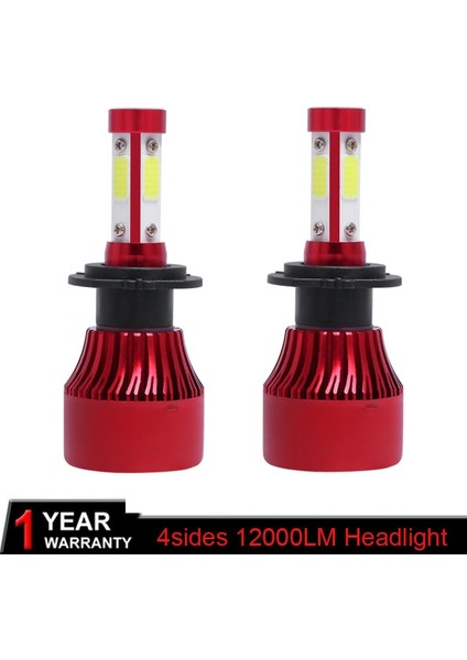 Xiyu Shop H7 Stili Kırmızı Renk 2x Oto Araba Far Ampülleri 4 Taraf H4 LED H7 H11 H8 Hb4 H1 H3 Hb3 100W Lm Araba Styling 6500K 4300K ​​8000K LED Otomotiv (Yurt Dışından)