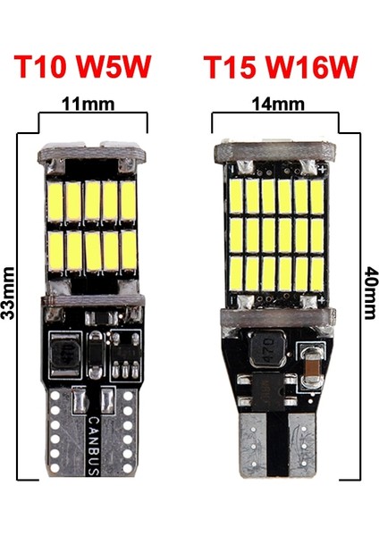 2 Adet T10 W5W 2x Araba Sinyal Lambası T15 W16W LED Ampul T10 W5W LED Işıklar Canbus Hata Yok Yüksek Güç Beyaz Dc 12V Geri Geri Park Lambaları (Yurt Dışından)