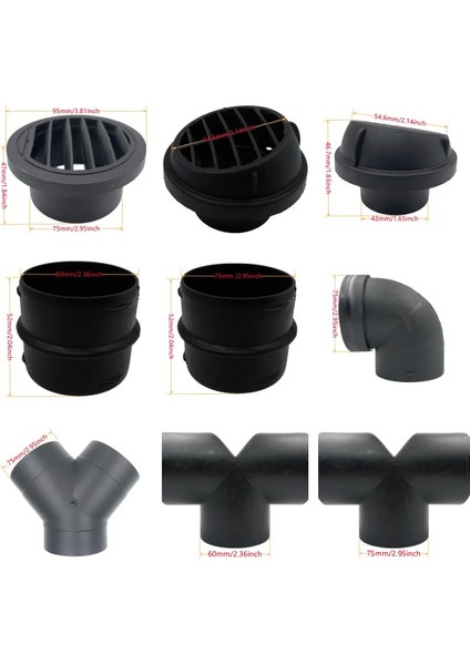Düz 60MM Tarzı Hava Firar Kanalı Y T L Düz Parça Dirsek Boru Çıkışı Egzoz Marangoz Konektörü Webasto Eberspaecher Dizel Park Isıtıcısı (Yurt Dışından)