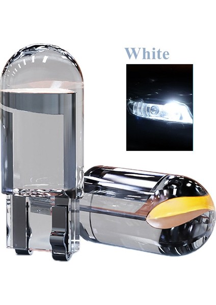 2 Adet Tarzı Beyaz W5W Cam Muhafaza Cob Araba LED Ampul 6000K Beyaz Yeşil Mavi Kırmızı Kama Plaka Lambası Kubbe Işık Beyaz (Yurt Dışından)