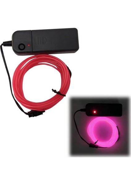 Diğer Stil Pembe LED Neon Glow El Tel Kablo Araba Dekoratif Lamba Esnek Bant Ledstrip Denetleyici ve Araba Suv Araba Aksesuarları Için Adaptörlü (Yurt Dışından)