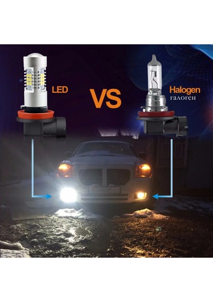 NO.5202 Boyutu Vanssı H8 H11 LED H Hb Hb PSX24W H16 LED Sis Ampulleri Lamlm 6000K Beyaz Dc (Yurt Dışından)