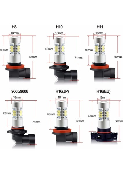 NO.5202 Boyutu Vanssı H8 H11 LED H Hb Hb PSX24W H16 LED Sis Ampulleri Lamlm 6000K Beyaz Dc (Yurt Dışından)