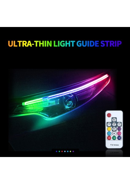 45CM Tarzı Uzaktan Kumanda Ar Sıralı Akan Rgb Gündüz Çalışan Işık Su Geçirmez Drl Çok Renkli LED Işık Şeridi Far Için Sinyal Işıklarını Dönüştür (Yurt Dışından)