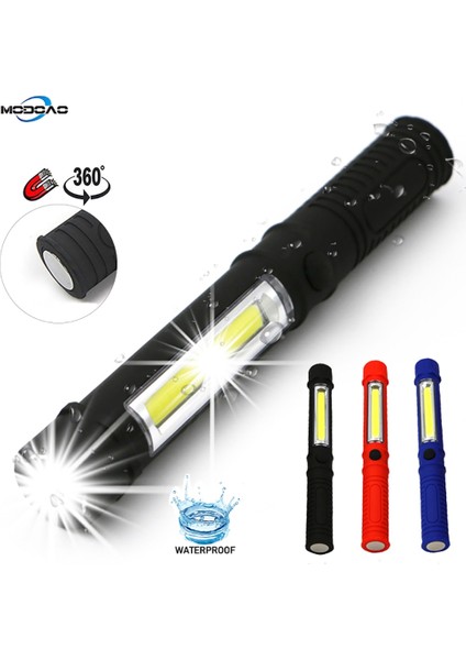 Mavi Stil 6000 Lümen Cob LED Çalışma El Feneri Manyetik Taban ve Klip Çok Fonksiyonlu Cep Kalem Işık Muayene Çalışma Işığı Araba Tamir Parçalar (Yurt Dışından)
