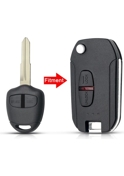 Sol Bıçak 2b Stili Keyyou 2 Düğmeler Araba Uzaktan Anahtar Kabuk Kılıf Mitsubishi Outlander Pajero Lancer Evolution Grandis Katlanır Flip Boş Anahtar Kutu (Yurt Dışından)