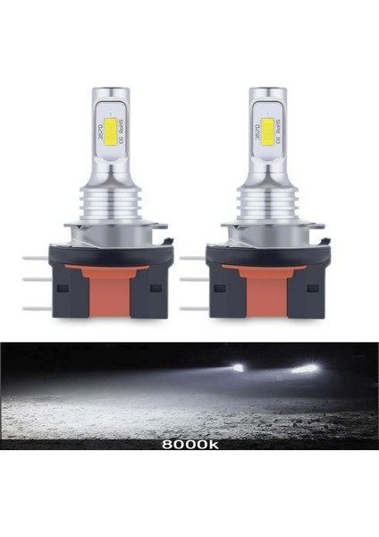H15 Stili 8000K 2 Adet Yükseltilmiş LED Araba Farları Oto Ampuller H7 H4 H15 Gündüz Çalışan Işık ile Uzun Far Sis Ampul Mini Headlamk 6000K (Yurt Dışından)