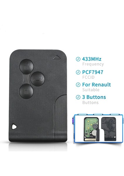 Model 2 Stili Keyyou ID46 Pcf Renault Clio Logan Megane Enic Uzaktan Anahtar 3 Buttomhz Akıllı Kart Acil Durum Ekleme (Yurt Dışından)