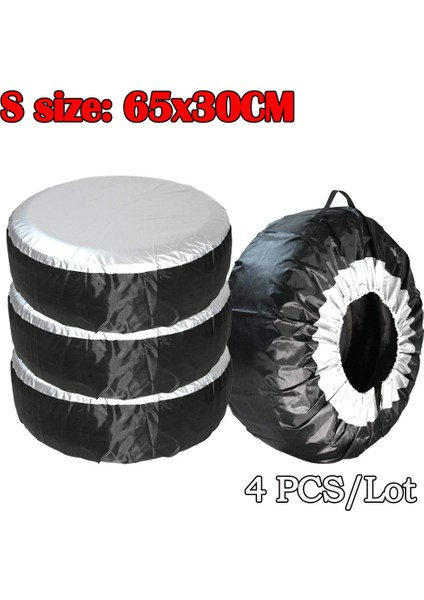 4 Adet S Boyutu Gümüş Tarzı 1 Adet Araba Yedek Lastik Kılıfı Saklama Torbaları Lastik Kılıfı Taşıma Çantası Polyester Arabalar Için Lastik Tekerlek Koruma Kapakları Araba Aksesuarları (Yurt Dışından)