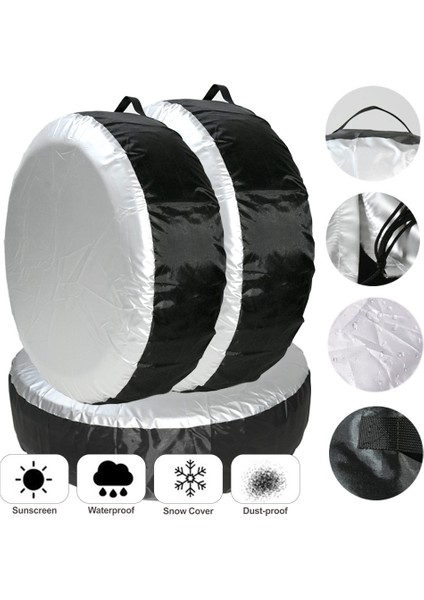 4 Adet S Boyutu Gümüş Tarzı 1 Adet Araba Yedek Lastik Kılıfı Saklama Torbaları Lastik Kılıfı Taşıma Çantası Polyester Arabalar Için Lastik Tekerlek Koruma Kapakları Araba Aksesuarları (Yurt Dışından)