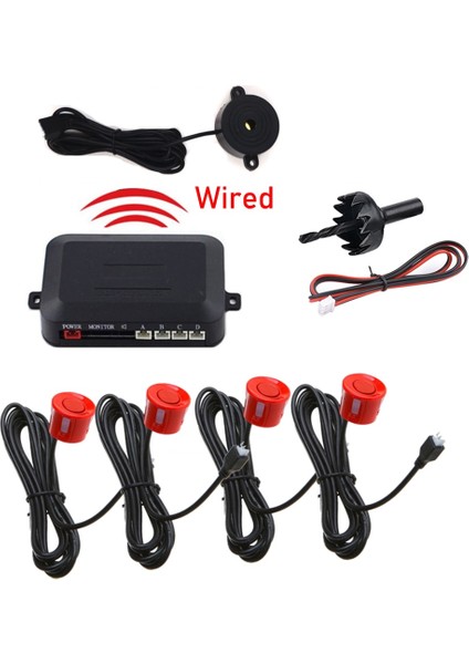 Kırmızı Araba Park Sensörü Kiti Buzzer Ters Yedekleme Radar Sesli Uyarı Göstergesi Prob Sistemi 12V Bmw E39 Ford Focus 2 Için (Yurt Dışından) fiyatları