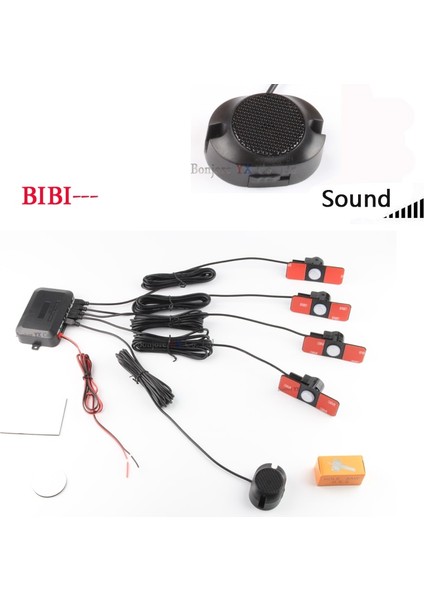 Altın Koorinwoo Araba Park Sensörü Kiti Ters Yedekleme Radarı Ayarlanabilir Hoparlör Uyarı Probu Sistemi 4 Sensörler Buzzer Göstergesi (Yurt Dışından)