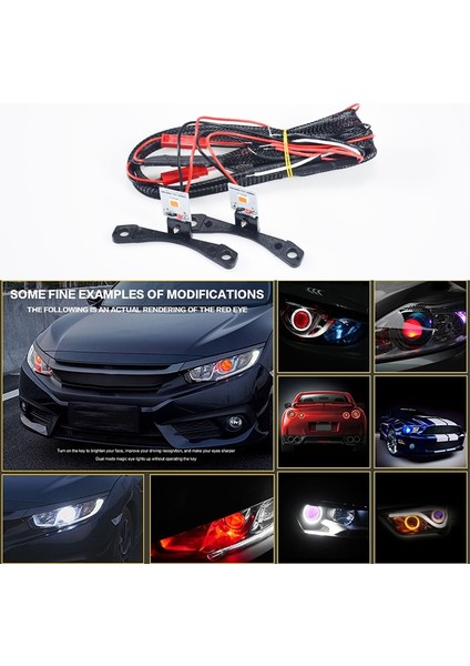 Mavi Stil Araba LED Şeytan Göz Şeytan Nazar Drl LED Bluetooth Uyumlu App Rgb 2.5 Farlar Motosiklet Mini Projektör Lens Aksesuarları (Yurt Dışından)