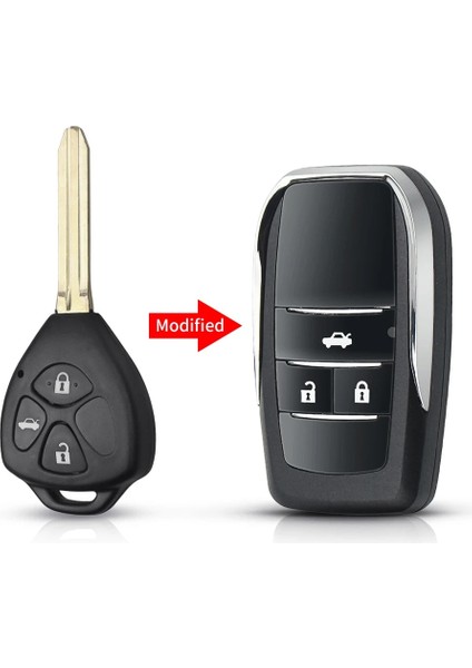 Sol 3 Düğme Stili Dandkey Düğmeler Uzaktan Araba Anahtarı Durum Toyota Camry 40 Corolla Scion Rav4 Avalon Reiz 4runner Modifiye Katlanır Anahtar Kabuk (Yurt Dışından)