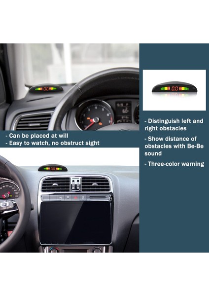 Gri Araba LED Park Sensörü Kiti 4 Sensör Arka Işık Ekranı Ters Yedekleme Radar Monitör Sistemi 12V 8 Renk (Yurt Dışından)