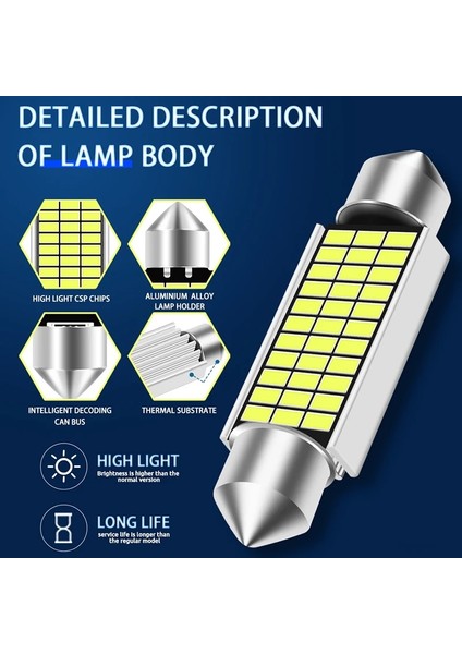 Buz Mavisi Tarzı 36MM 2 Adet Festoon Yüksek Li Süper Parlak LED Ampul C5W C10W Araç Plaka Işık Oto Iç Okuma Kubbe Lambası (Yurt Dışından) fırsatları