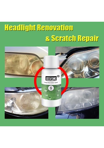 20ML Hgkj Oto Araba Aksesuarları Parlatma Far Ajanı Parlak Beyaz Far Tamir Lambası Temizleme Pencere Camı Temizleyici (Yurt Dışından) fırsatları