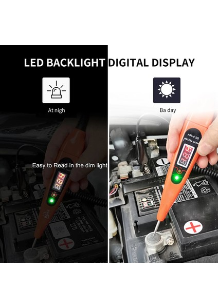Awblın Otomotiv Test Işığı Dijital LED Devre Test Cihazı, Voltmetre ve C Için Problu Dc Oto Elektrik Test Cihazı Işık Aracı (Yurt Dışından) modelleri