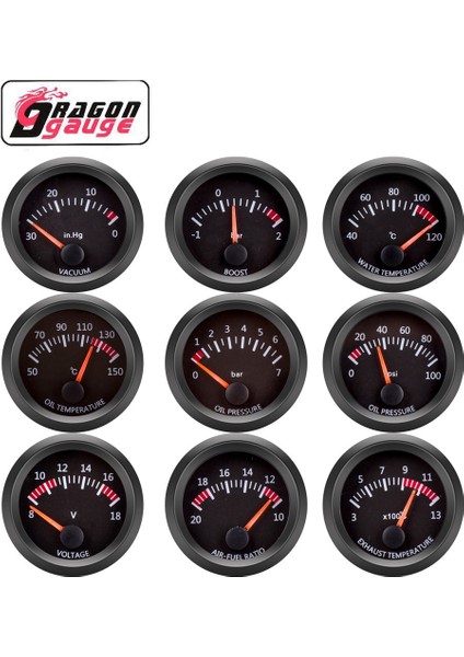 Üçlü Bölme Stili 「dragon」 Su Sıcaklığı Yağ Sıcaklığı Yağ Basın Voltmetre Vakum Takviye Ölçer Hava Yakıt Oranı Egt Ölçer Sensörlü 12 V Araba Için Fit (Yurt Dışından) fiyatları