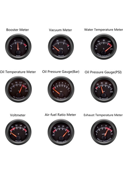 Üçlü Bölme Stili 「dragon」 Su Sıcaklığı Yağ Sıcaklığı Yağ Basın Voltmetre Vakum Takviye Ölçer Hava Yakıt Oranı Egt Ölçer Sensörlü 12 V Araba Için Fit (Yurt Dışından) modelleri