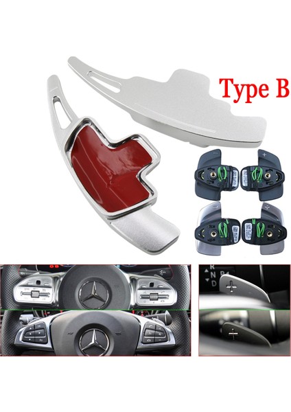 B Tipi Gümüş Stili Mercedes Benz Amg ALA45 Gle Gla Cls Gls W205 W213 Eqc Araba Direksiyon Paddle Shift Uzatma Shifter Dsg Çıkartmalar (Yurt Dışından)