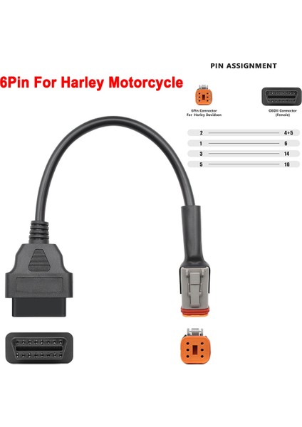 Harley 6pin Stili Için Obd2 Konektörü Ktm Motosiklet Motobike Için Yamahahondaharleyducatikawasaki Obd Oto Araçları Moto Uzatma Kablosu (Yurt Dışından)