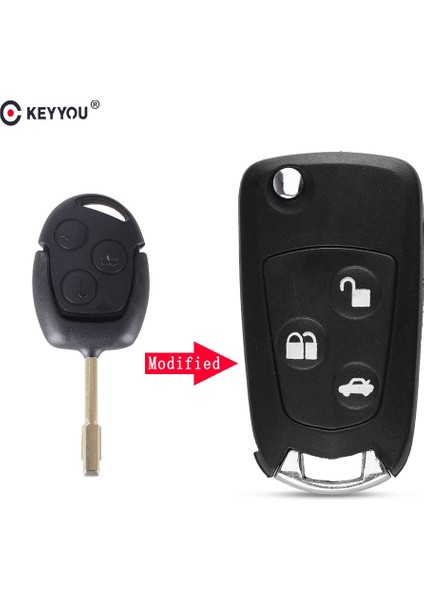 Model 4 Stili Keyyou 3 Düğmeler Anahtar Kutu Modifiye Flip Katlanır Uzaktan Anahtar Flip Fob Kabuk Ford Focus Mondeo Fiesta Ka (Yurt Dışından)