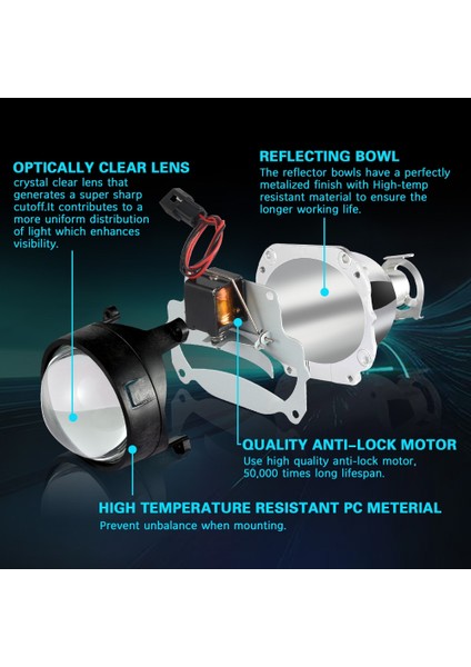 L-Siyah Kabuk Stili 1 Parça Gtl H4 H7 Için 2.5 Inç Evrensel Bi Xenon Hıd Motosiklet Araba Far Projektör Len Yükseltme Melek Gözler Projektör Lens Drl (Yurt Dışından)