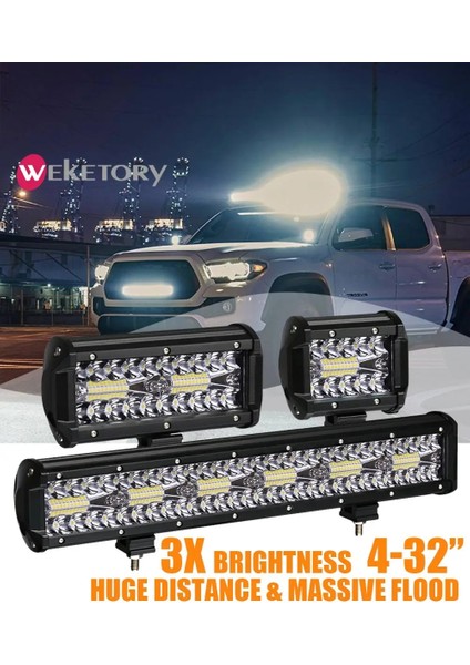 2 Adet 7 Inç Ekonomi Tarzı 3 Sıra LED Bar LED Işık Çubuğu Araba Traktör Tekne Offroad Için LED Çalışma Işığı 4x4 Kamyon Suv Atv Sürüş 12V 24V (Yurt Dışından) fiyatları