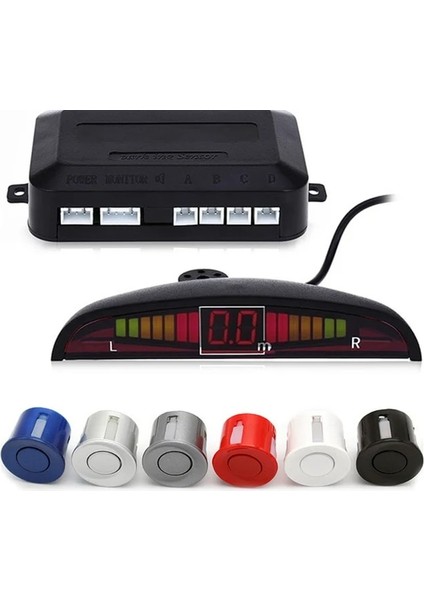 Kırmızı 4 Sensörlü Otopark Sensörü 12 V Otomatik Ters Arka Yardım Yedekleme Park Radar Buzzer Alarm Monitör Sistemi Alarmı 5 Renk (Yurt Dışından)
