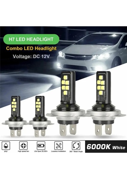 H7 Stili 6000K Soğuk Beyaz 1 Adet H4 H7 LED Sis Ampulleri Araba H7 H4 Combo LED Far Kiti Ampuller Yüksek Düşük Işın 60W Lm 6000K Kiti Araba Far Ampul (Yurt Dışından) modelleri