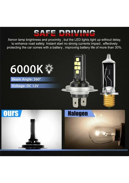 H7 Stili 6000K Soğuk Beyaz 1 Adet H4 H7 LED Sis Ampulleri Araba H7 H4 Combo LED Far Kiti Ampuller Yüksek Düşük Işın 60W Lm 6000K Kiti Araba Far Ampul (Yurt Dışından) indirimleri
