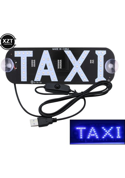Mavi USB LED Gösterge Işığı Panel Işareti Uyarı Işığı Araba Iç Taksi Ubers Sürücü Taksi Işığı ile Anahtar Emme Işaret Sinyali (Yurt Dışından)